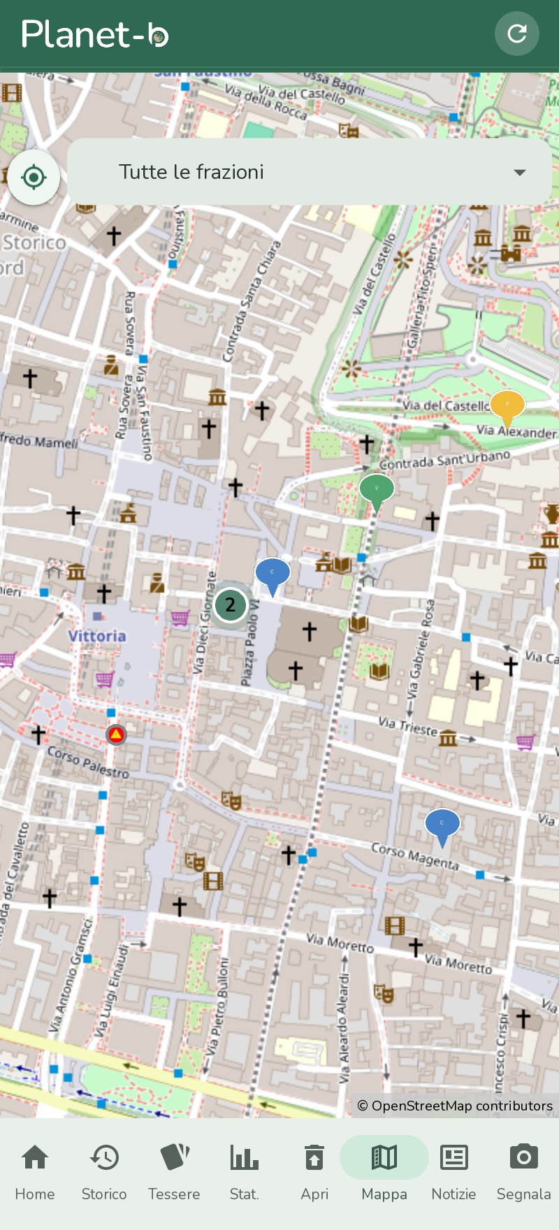 App cittadino — mappa contenitori